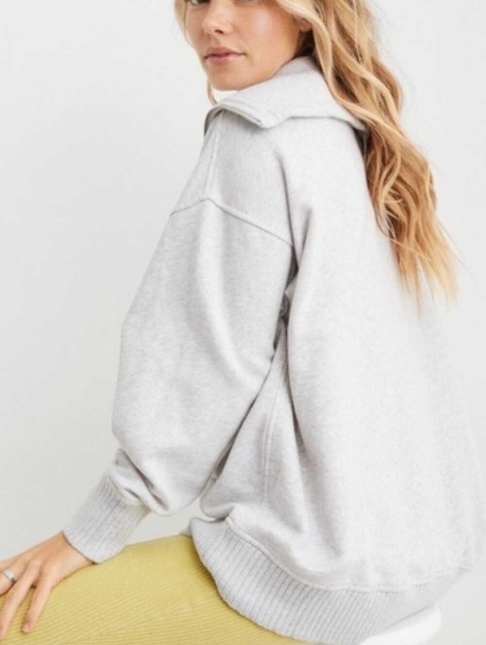 Aerie Down To Earth 1/4 Zip Sweatshirt In Light Gray - Picture 2 of 10